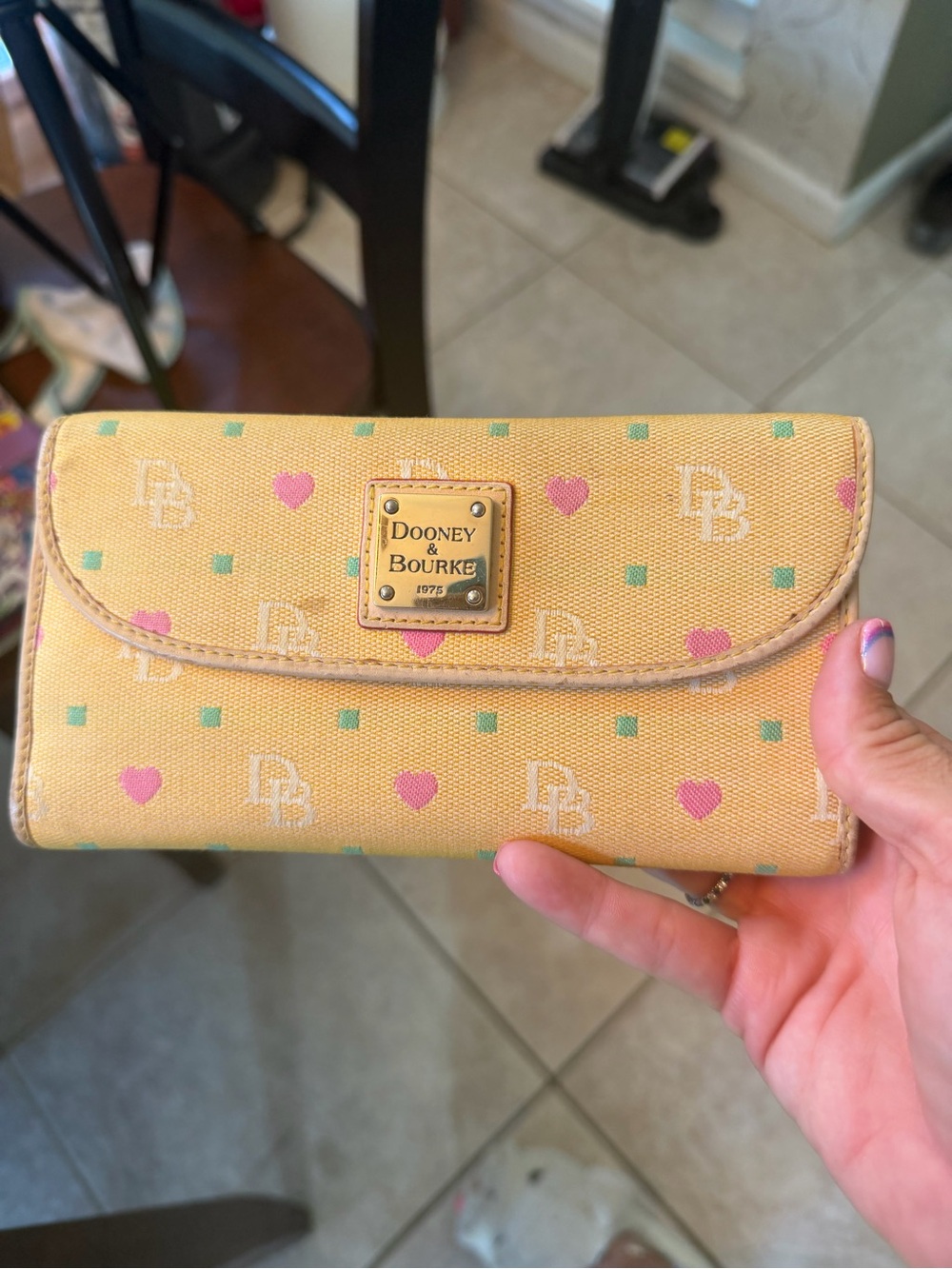 Dooney & Bourke Yellow Heart Print Continental Wallet